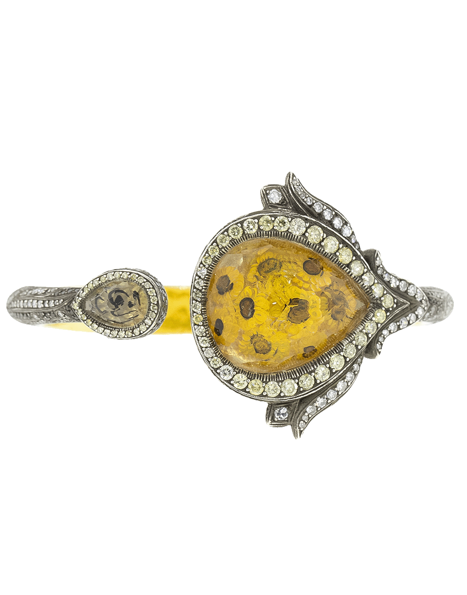 SEVAN BICAKCI-Hinged Sunflower And Diamond Bracelet-YELLOW GOLD