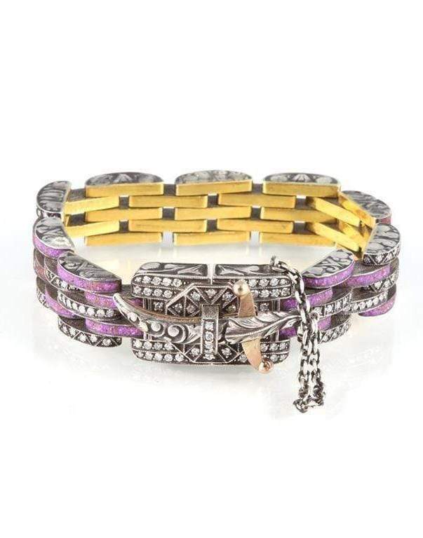SEVAN BICAKCI-Lavendar Micro Mosaic Link Bracelet-YELLOW GOLD