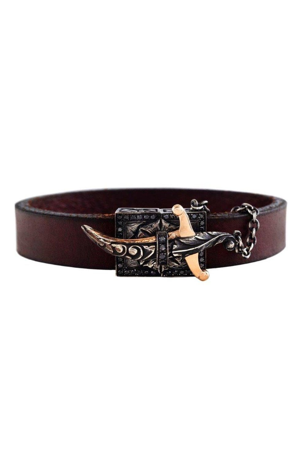 SEVAN BICAKCI-Leather Chasing Bracelet-YELLOW GOLD