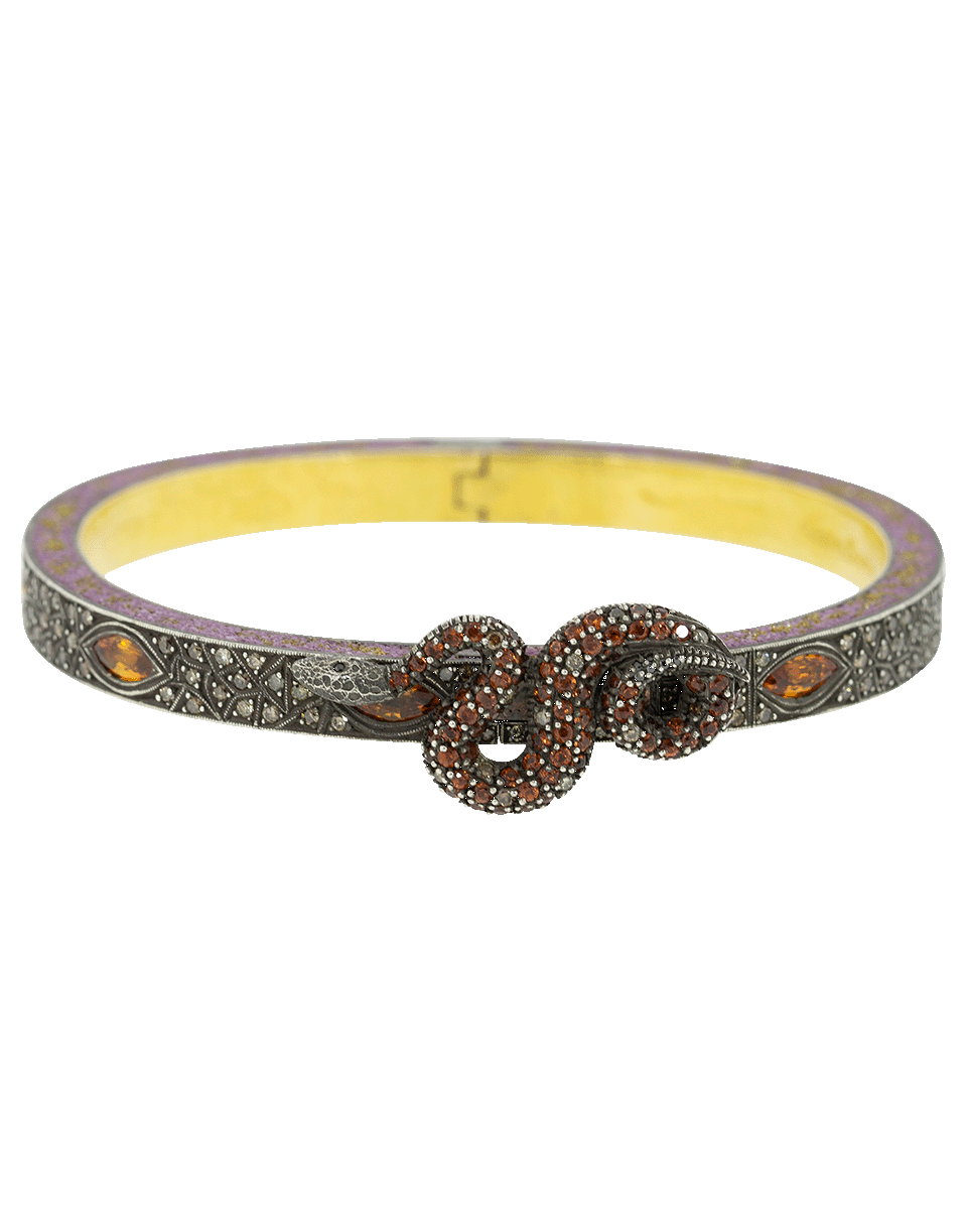 SEVAN BICAKCI-Micro Mosaic Diamond and Sapphire Snake Bangle-YELLOW GOLD