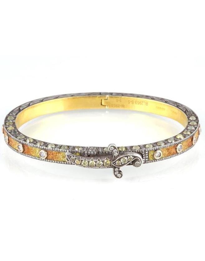 SEVAN BICAKCI-Orange Ombre Micro Mosaic Bangle-YELLOW GOLD