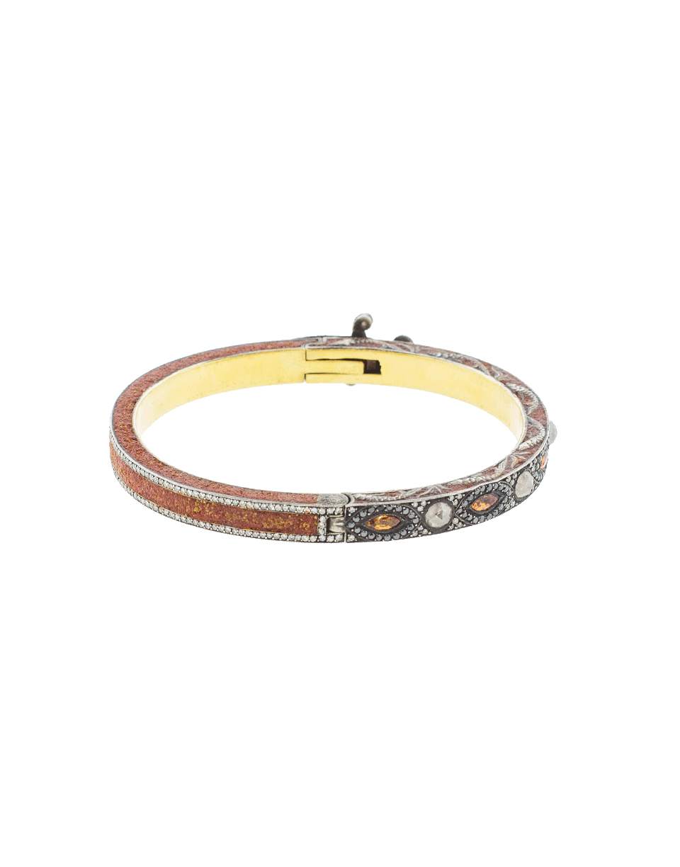 SEVAN BICAKCI-Orange Sapphire Hinged Bangle-YELLOW GOLD