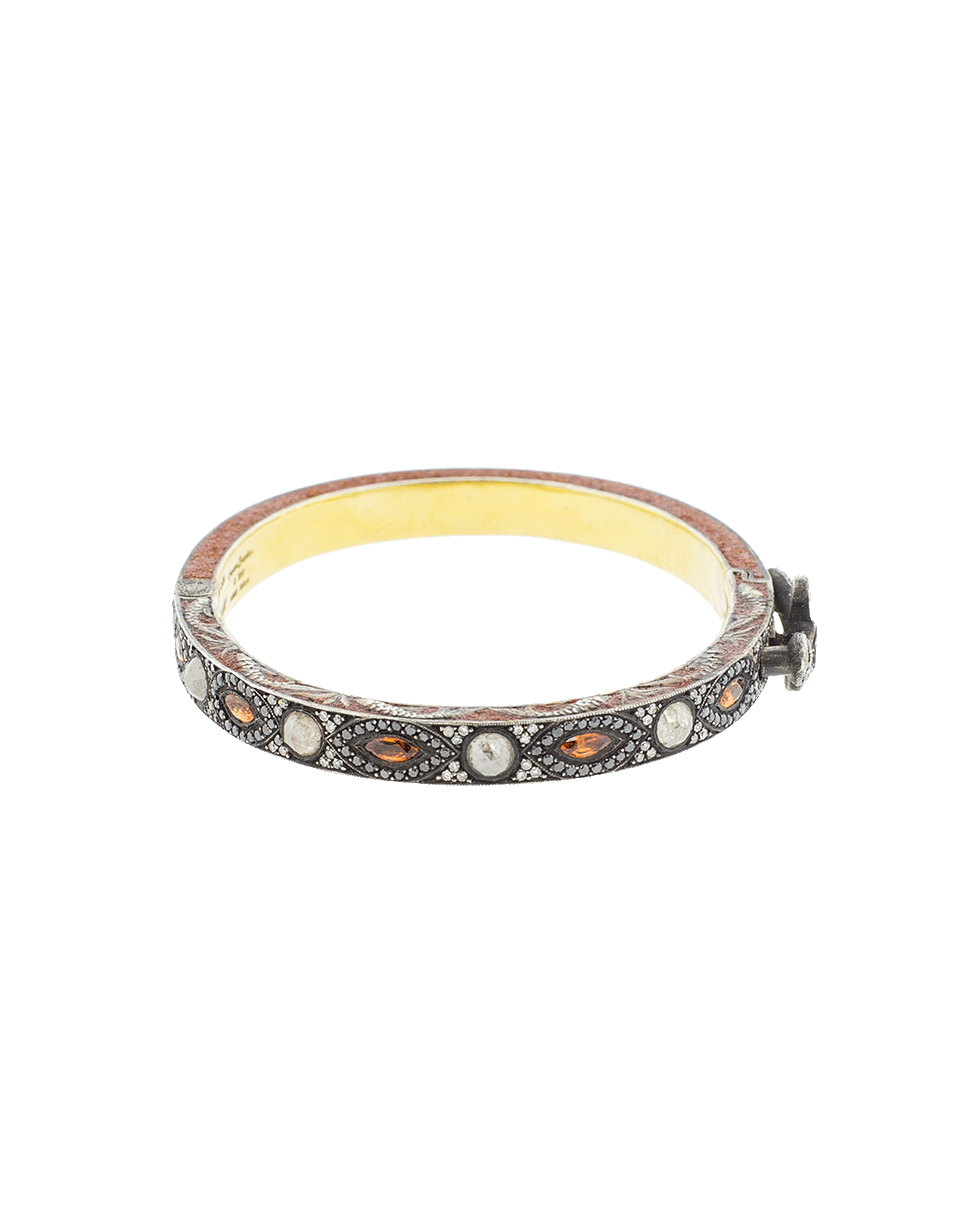 SEVAN BICAKCI-Orange Sapphire Hinged Bangle-YELLOW GOLD