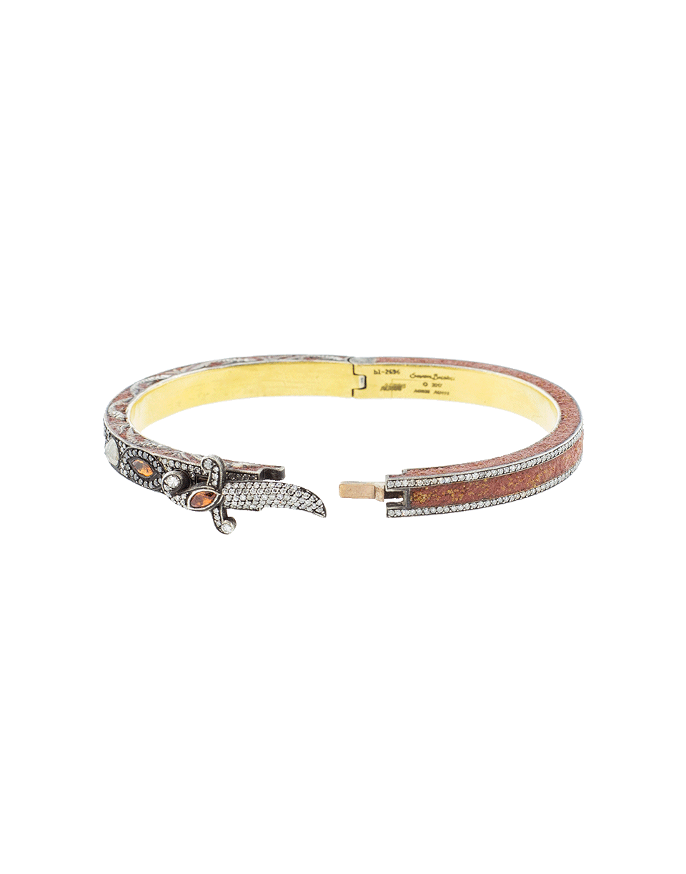 SEVAN BICAKCI-Orange Sapphire Hinged Bangle-YELLOW GOLD