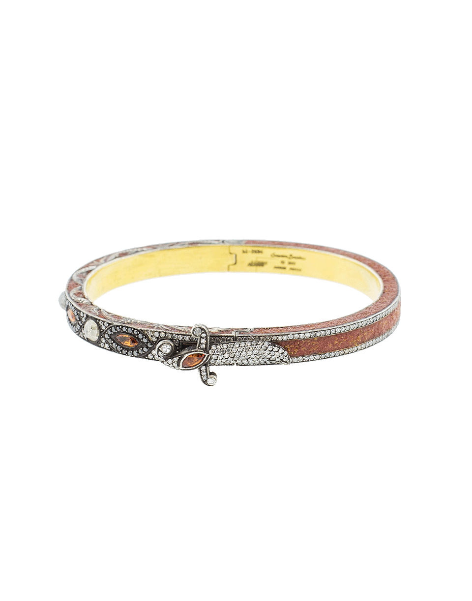SEVAN BICAKCI-Orange Sapphire Hinged Bangle-YELLOW GOLD