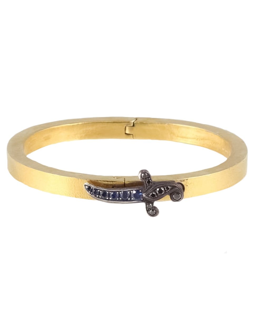 SEVAN BICAKCI-Polished Gold Blue Sapphire Dagger Bangle-YELLOW GOLD