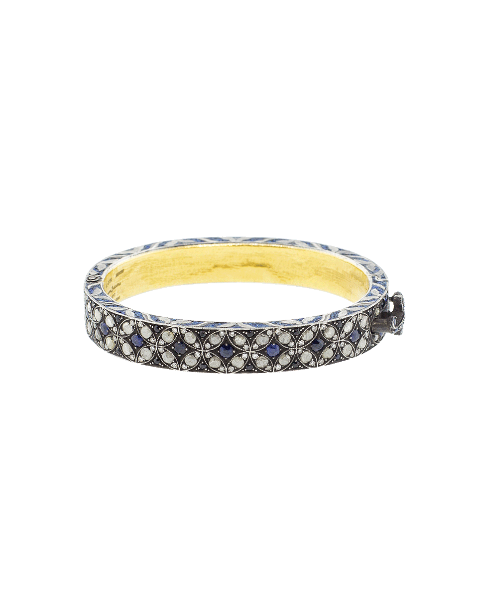 SEVAN BICAKCI-Wide Blue Sapphire Hinged Bangle-YELLOW GOLD