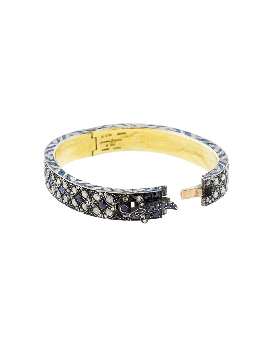 SEVAN BICAKCI-Wide Blue Sapphire Hinged Bangle-YELLOW GOLD