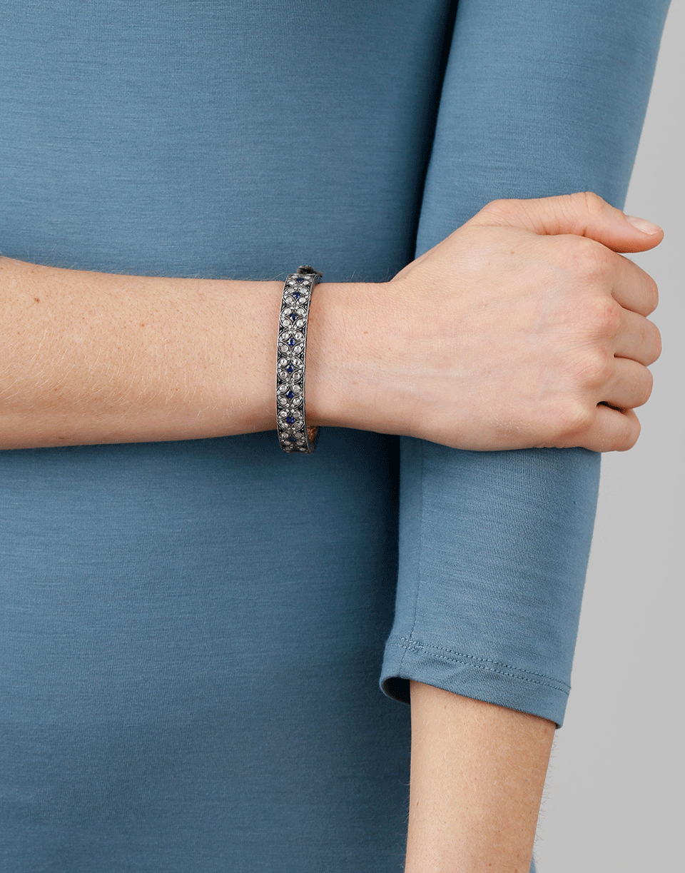 SEVAN BICAKCI-Wide Blue Sapphire Hinged Bangle-YELLOW GOLD