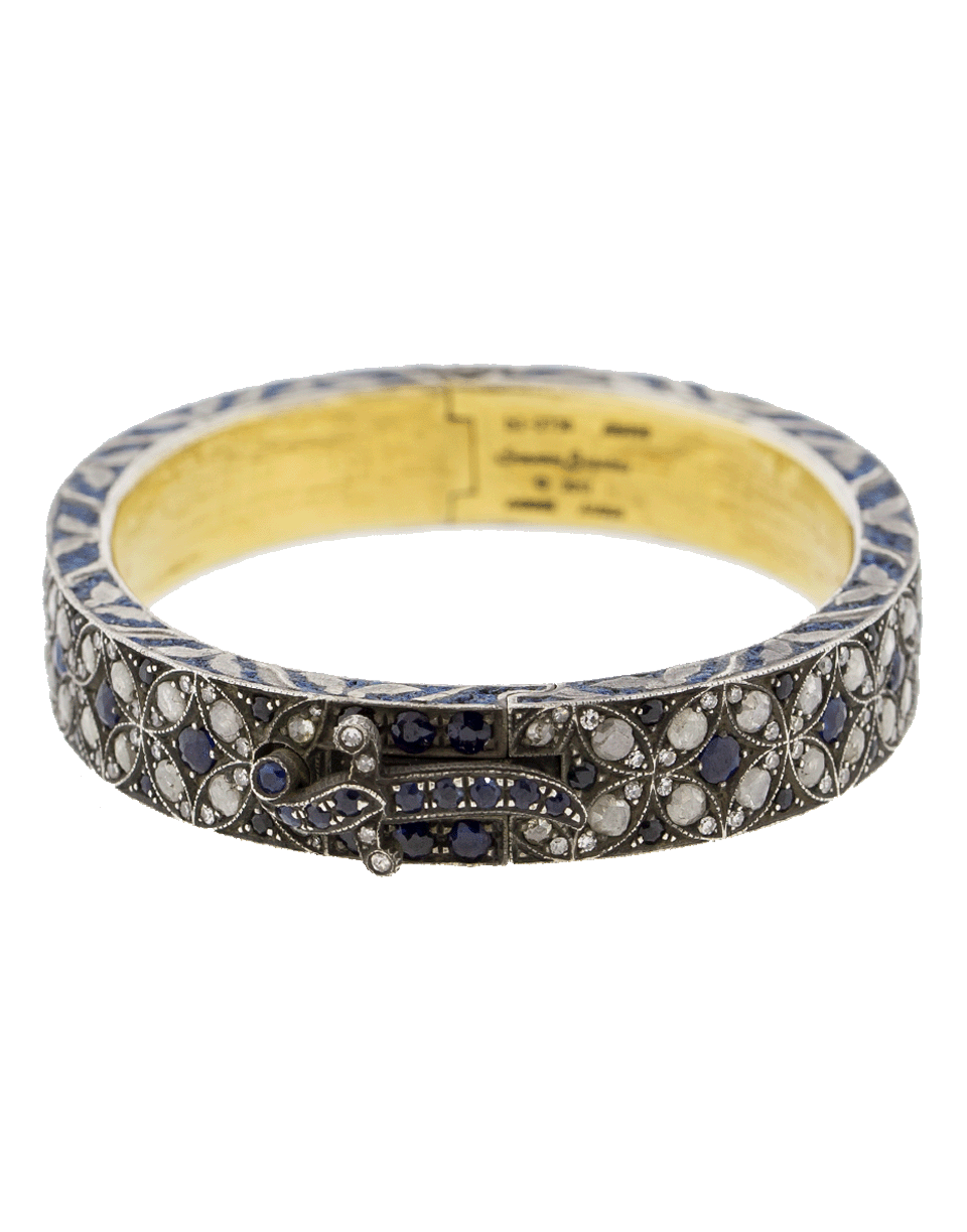 SEVAN BICAKCI-Wide Blue Sapphire Hinged Bangle-YELLOW GOLD