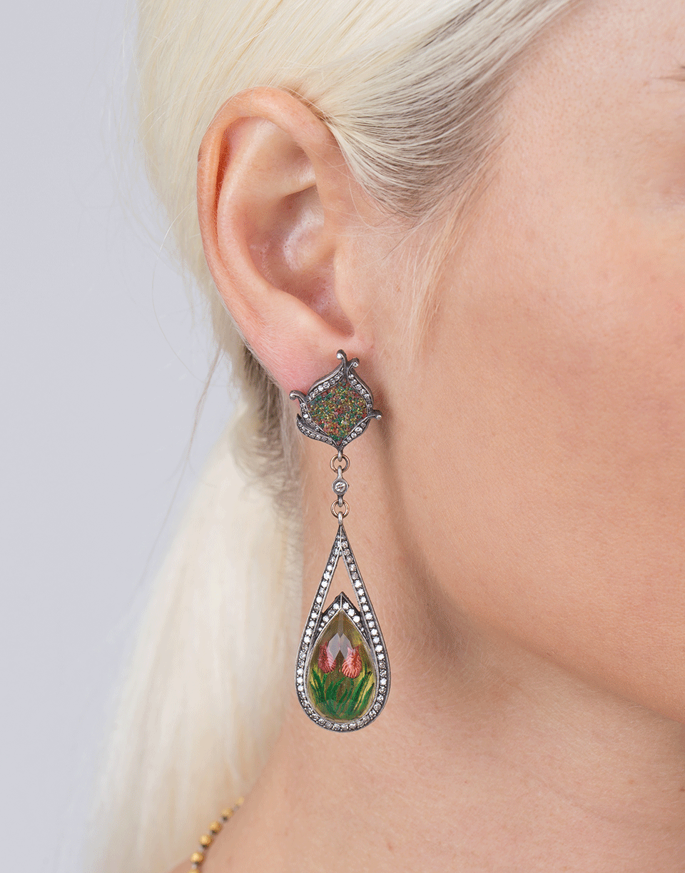 SEVAN BICAKCI-Carved Tulip Mosaic Earrings-ROSE GOLD