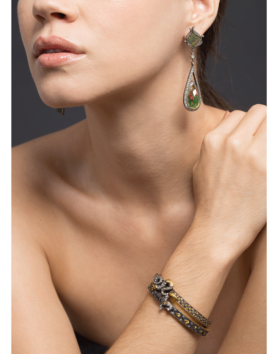 SEVAN BICAKCI-Carved Tulip Mosaic Earrings-ROSE GOLD