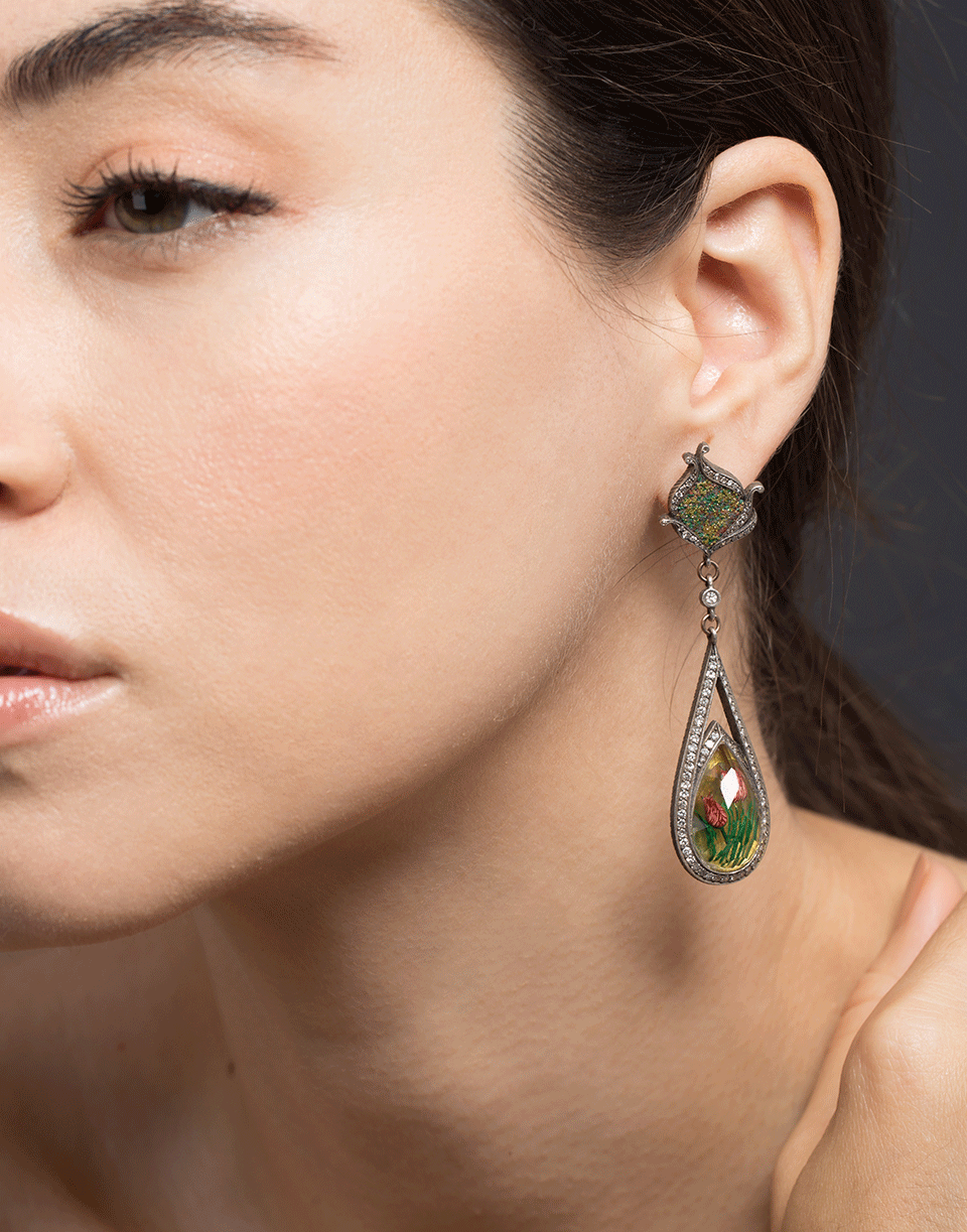 SEVAN BICAKCI-Carved Tulip Mosaic Earrings-ROSE GOLD