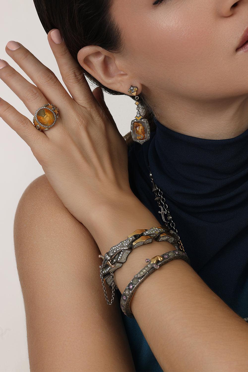 Carved Quartz Seahorse Drop Earrings-YELLOW GOLD-JEWELRYFINE JEWELEARRING-SEVAN BICAKCI