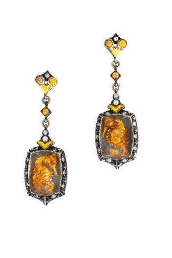 Carved Quartz Seahorse Drop Earrings-YELLOW GOLD-JEWELRYFINE JEWELEARRING-SEVAN BICAKCI