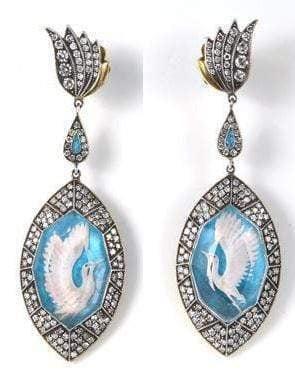 SEVAN BICAKCI-Carved Topaz Bird Drop Earrings-YELLOW GOLD