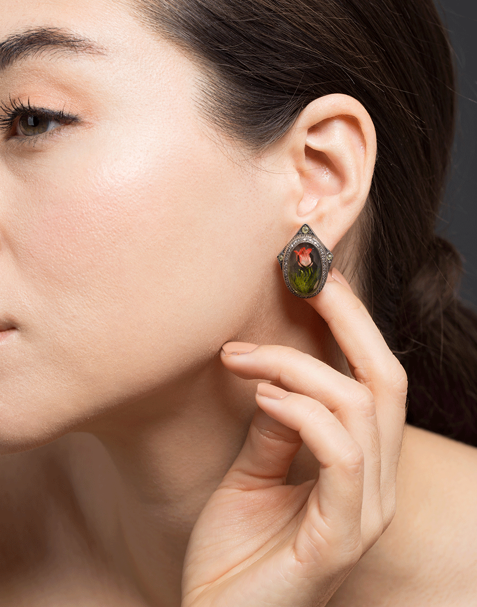 SEVAN BICAKCI-Carved Tulip Diamond Stud Earrings-YELLOW GOLD