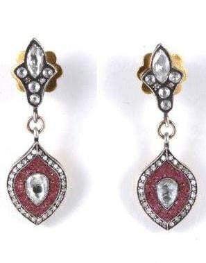 SEVAN BICAKCI-Red Micro Mosaic Drop Earrings-YELLOW GOLD