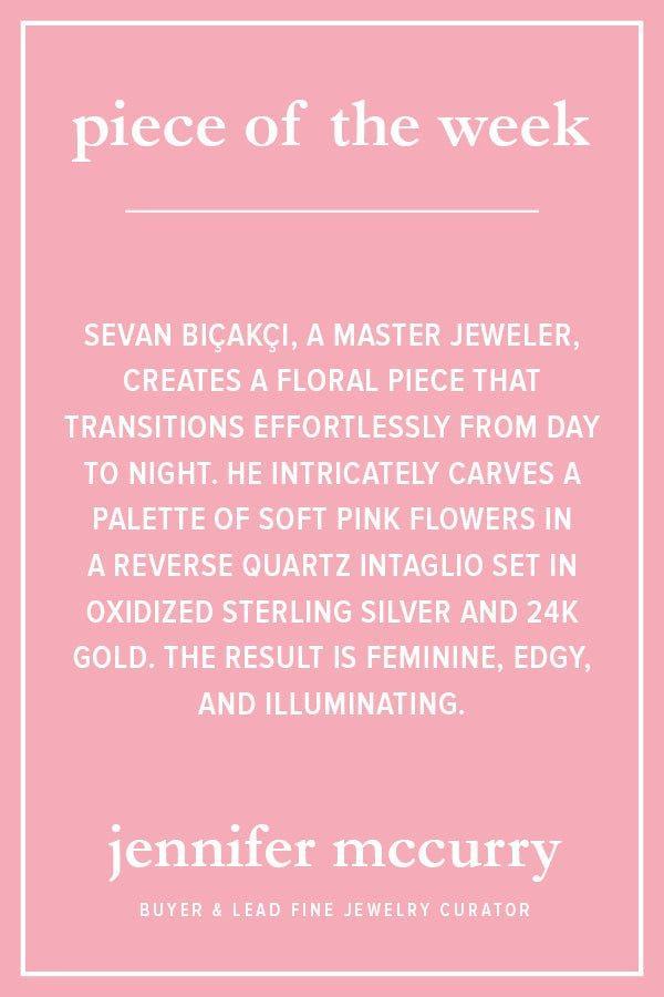 SEVAN BICAKCI-Rock Quartz Floral Drop Earrings-YELLOW GOLD