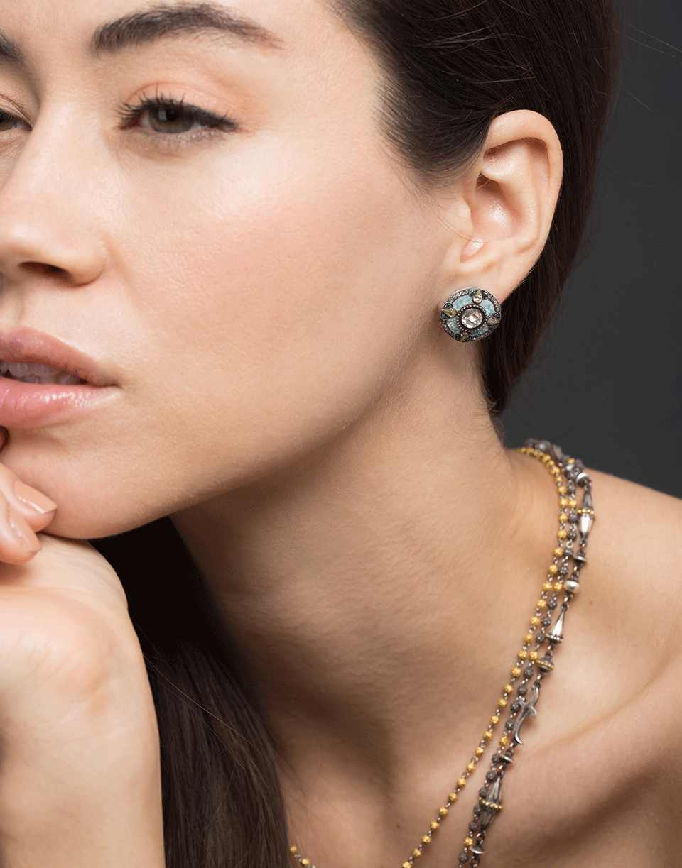 SEVAN BICAKCI-Round Micro Mosaic Studs-YELLOW GOLD