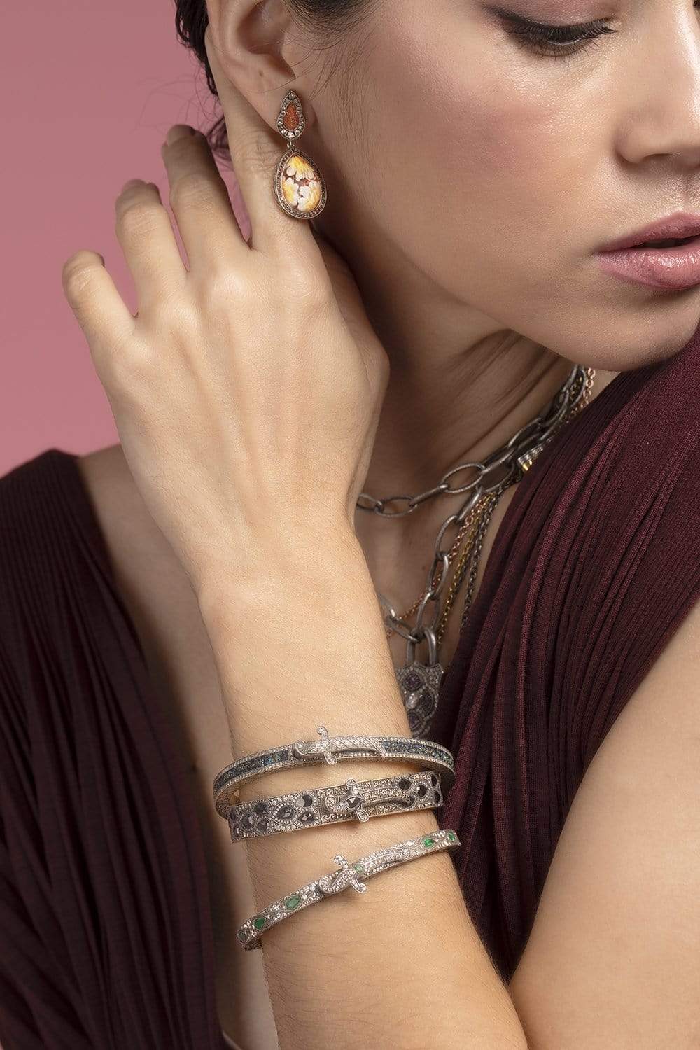 SEVAN BICAKCI-Ruby Flower Earrings-YELLOW GOLD