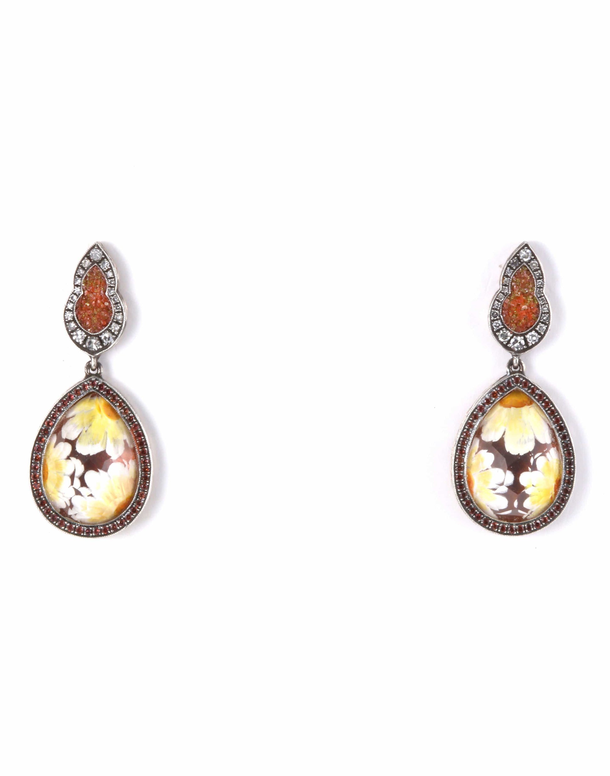 SEVAN BICAKCI-Ruby Flower Earrings-YELLOW GOLD