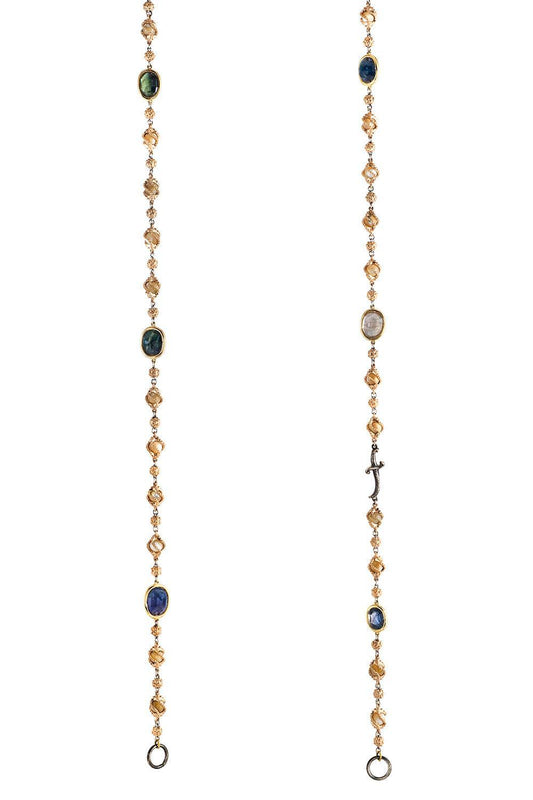 Multicolored Sapphire Dagger Open Chain Necklace-ROSE GOLD-63CM-JEWELRYFINE JEWELNECKLACE O-SEVAN BICAKCI
