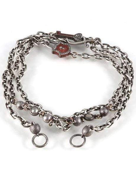 SEVAN BICAKCI-Red Padlock Open End Chain Necklace-SILVER
