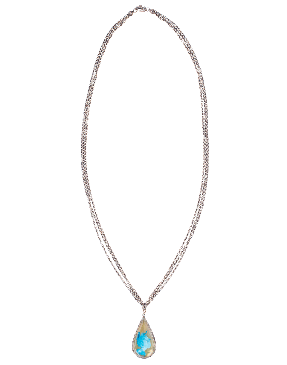 SEVAN BICAKCI-Reverse Intaglio Carved Faceted Rock Quartz Dove Necklace-SILVER