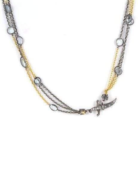 SEVAN BICAKCI-3 Strand Rock Quartz Station Necklace-YELLOW GOLD