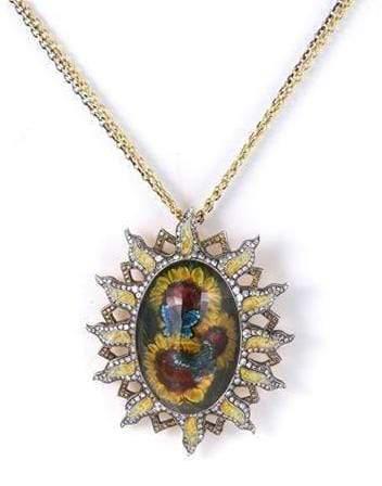 SEVAN BICAKCI-Carved Butterfly and Sunflower Necklace-YELLOW GOLD