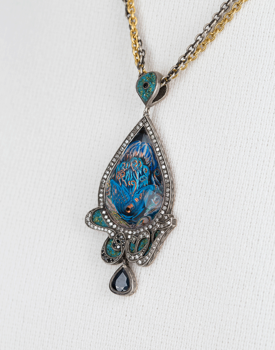 SEVAN BICAKCI-Carved Peacock Lotus Neckace-YELLOW GOLD