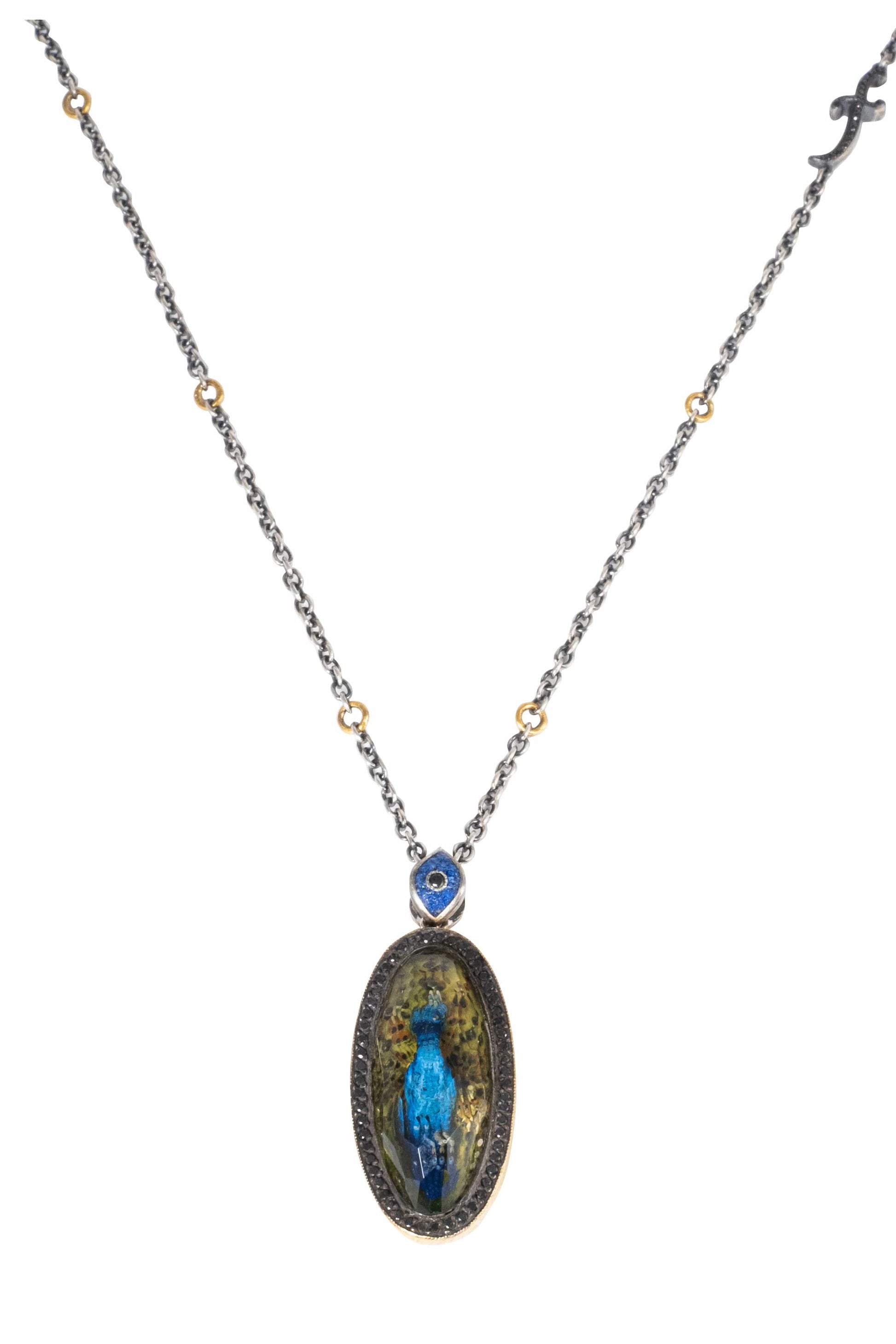SEVAN BICAKCI-Carved Peacock Pendant Necklace-YELLOW GOLD