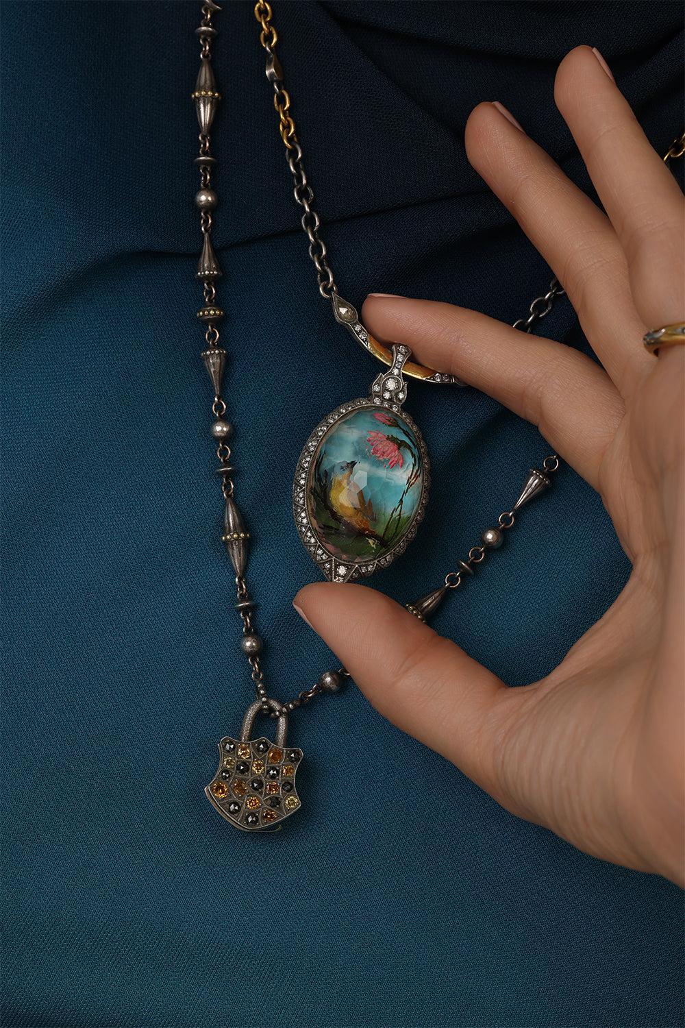 Carved Quartz Bird Necklace-YELLOW GOLD-JEWELRYFINE JEWELNECKLACE O-SEVAN BICAKCI