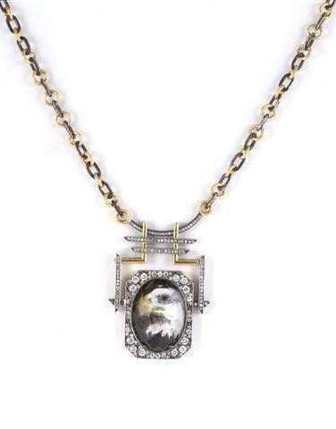 SEVAN BICAKCI-Carved Rock Quartz Eagle Pendant Necklace-YELLOW GOLD