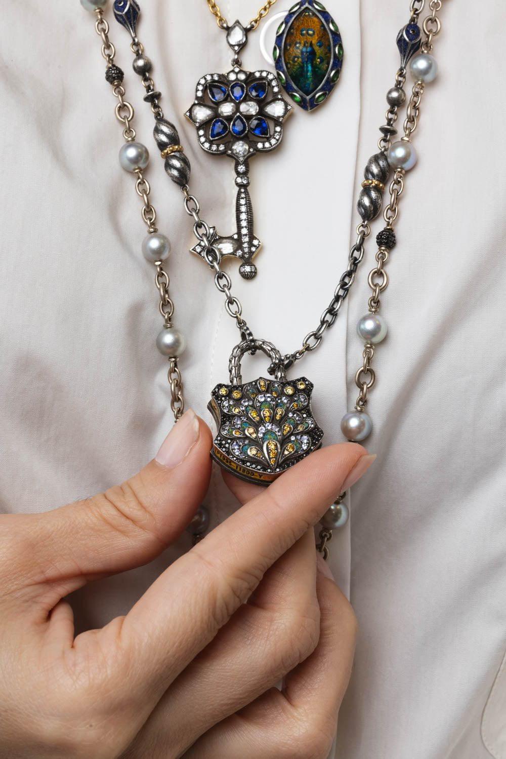 SEVAN BICAKCI-Dagger Beaded Chain Necklace-YELLOW GOLD