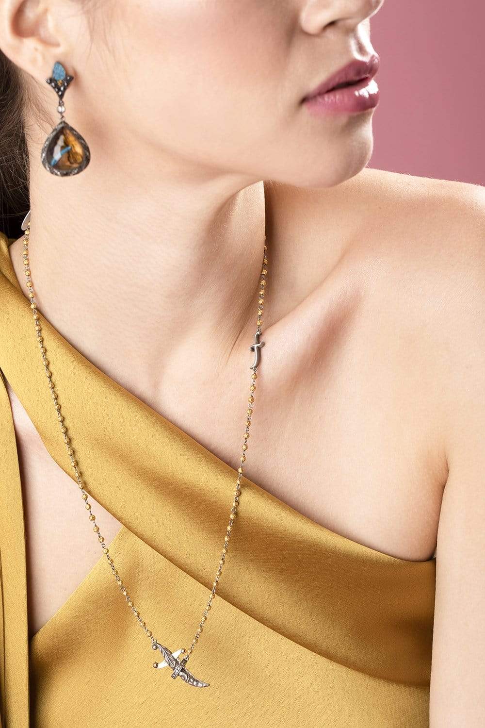 SEVAN BICAKCI-Dagger Clasp Rosary Necklace-YELLOW GOLD
