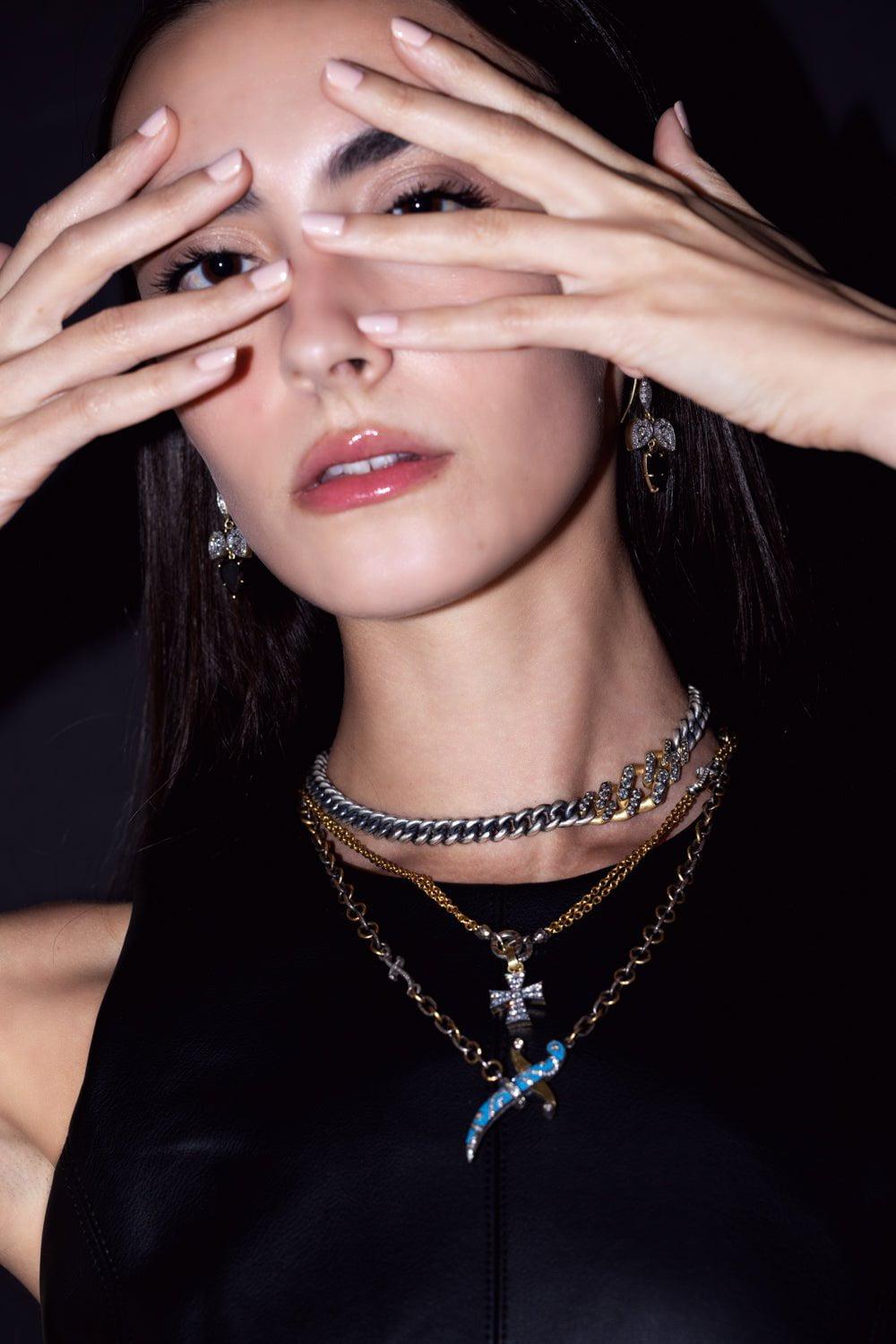 SEVAN BICAKCI-Micro Mosaic Dagger Necklace-YELLOW GOLD
