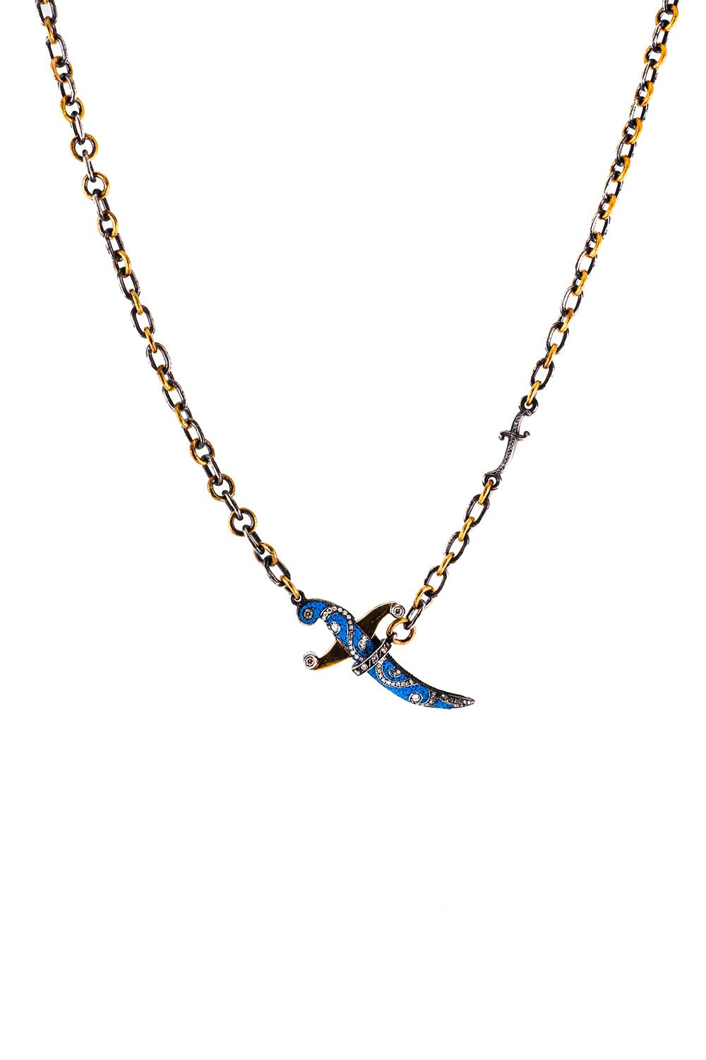 SEVAN BICAKCI-Micro Mosaic Dagger Necklace-YELLOW GOLD