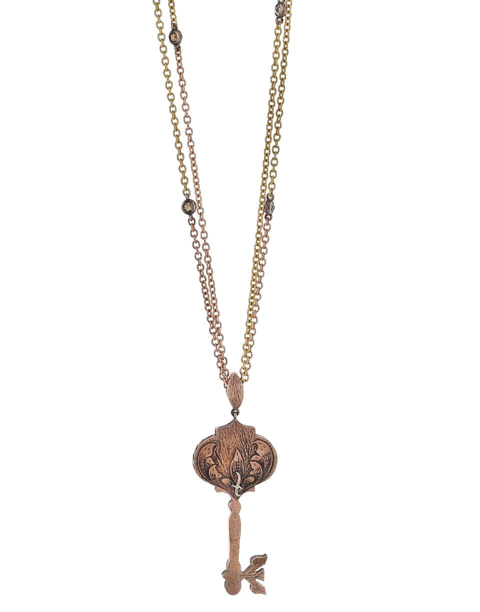 SEVAN BICAKCI-Mosaic Key Pendant Necklace-YELLOW GOLD