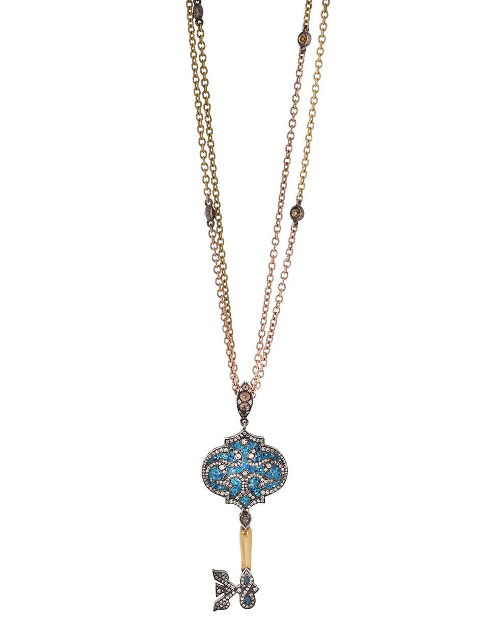 SEVAN BICAKCI-Mosaic Key Pendant Necklace-YELLOW GOLD