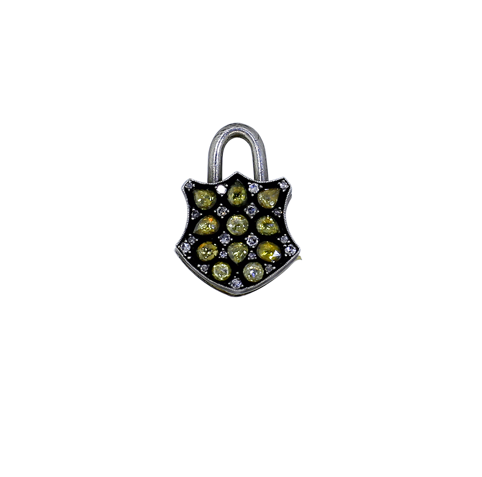 SEVAN BICAKCI-Medium Fancy Diamond Padlock Pendant-SILVER
