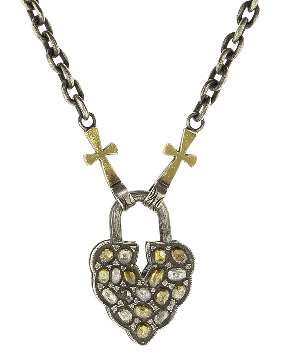 SEVAN BICAKCI-Aspen Leaf Fancy Diamond Padlock-YELLOW GOLD