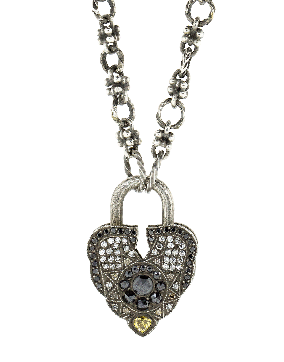 SEVAN BICAKCI-Black Diamond Aspen Leaf Padlock-YELLOW GOLD