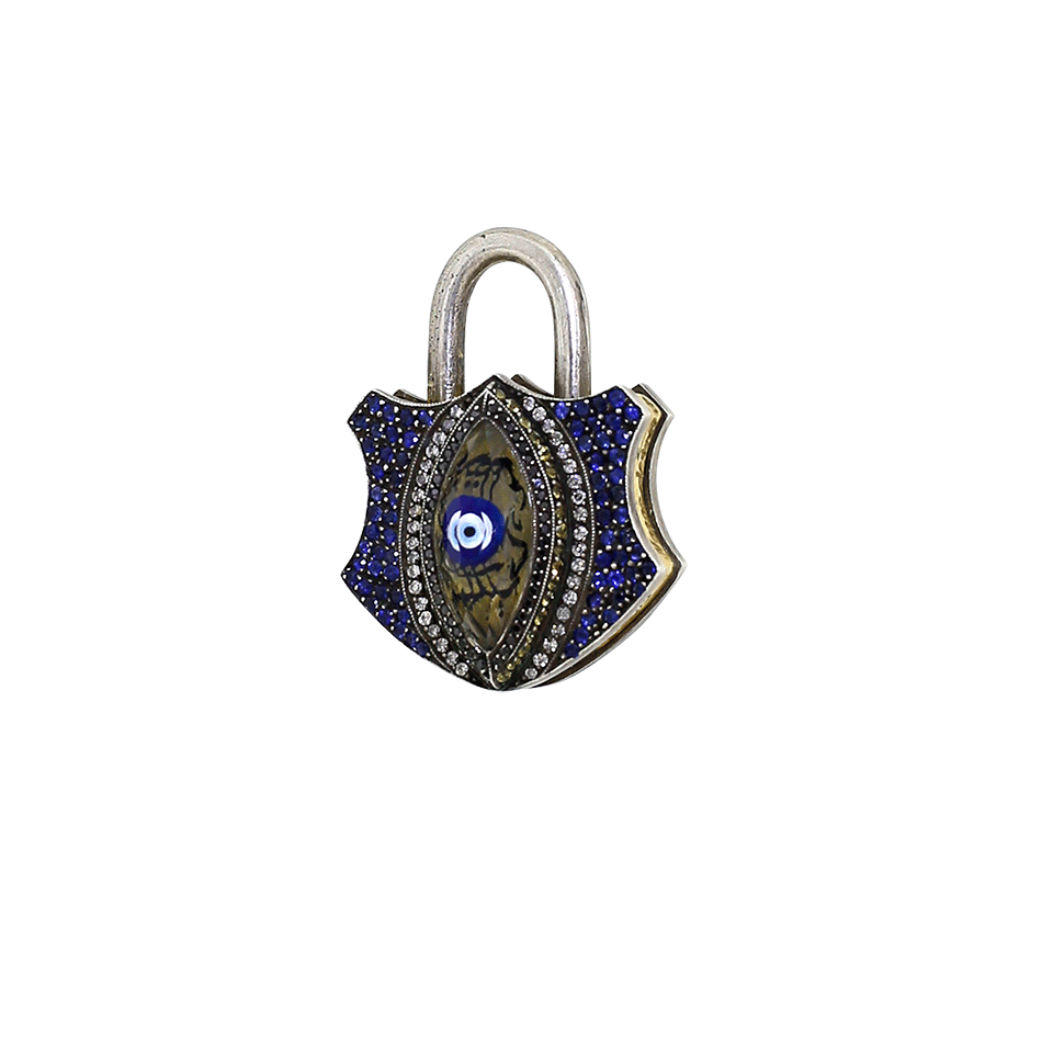 SEVAN BICAKCI-Carved Evil Eye Padlock-YELLOW GOLD