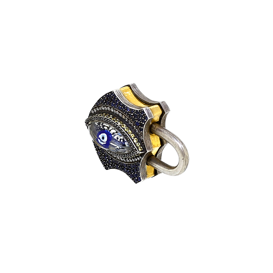 SEVAN BICAKCI-Carved Evil Eye Padlock-YELLOW GOLD