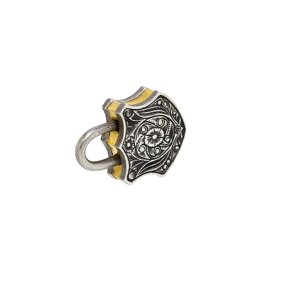 SEVAN BICAKCI-Carved Evil Eye Padlock-YELLOW GOLD