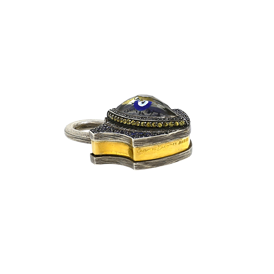 SEVAN BICAKCI-Carved Evil Eye Padlock-YELLOW GOLD