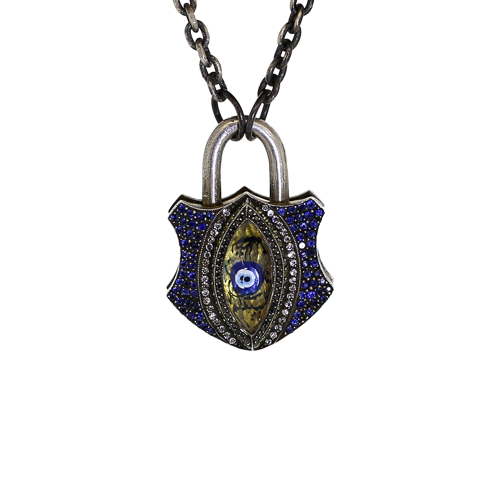 SEVAN BICAKCI-Carved Evil Eye Padlock-YELLOW GOLD