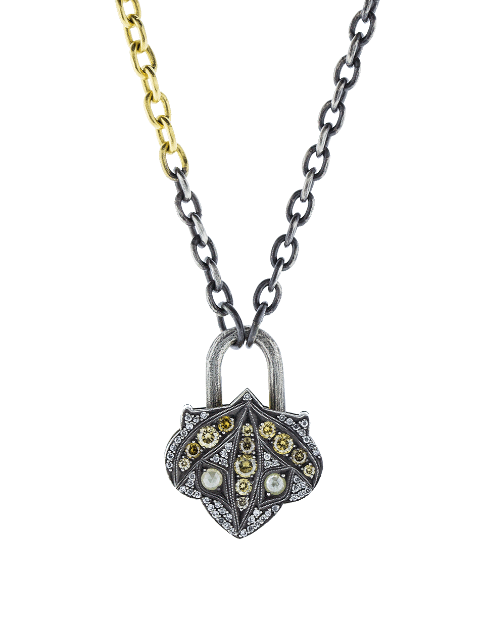SEVAN BICAKCI-Lantern Mixed Diamond Lock Pendant-YELLOW GOLD
